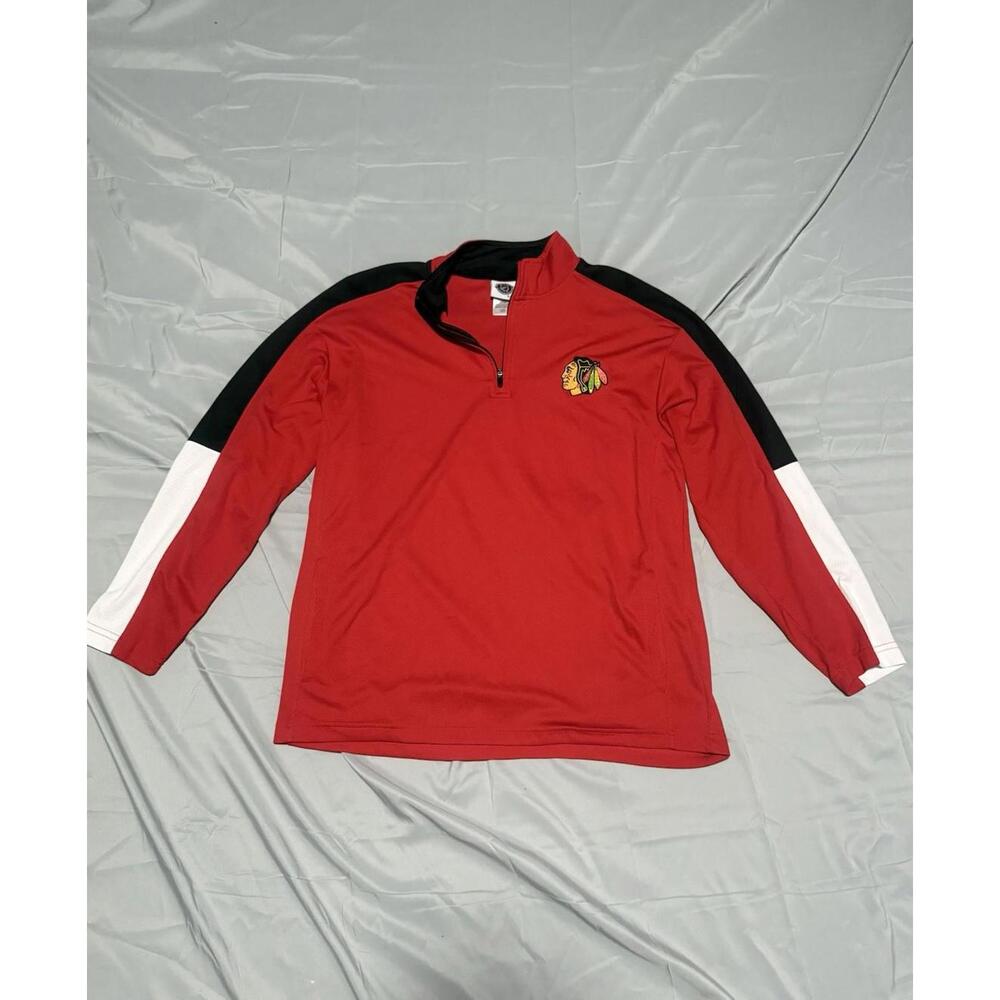 Chicago Blackhawks 1/4 Zip NHL Officially Licensed Red Logo Size Large 42-44
